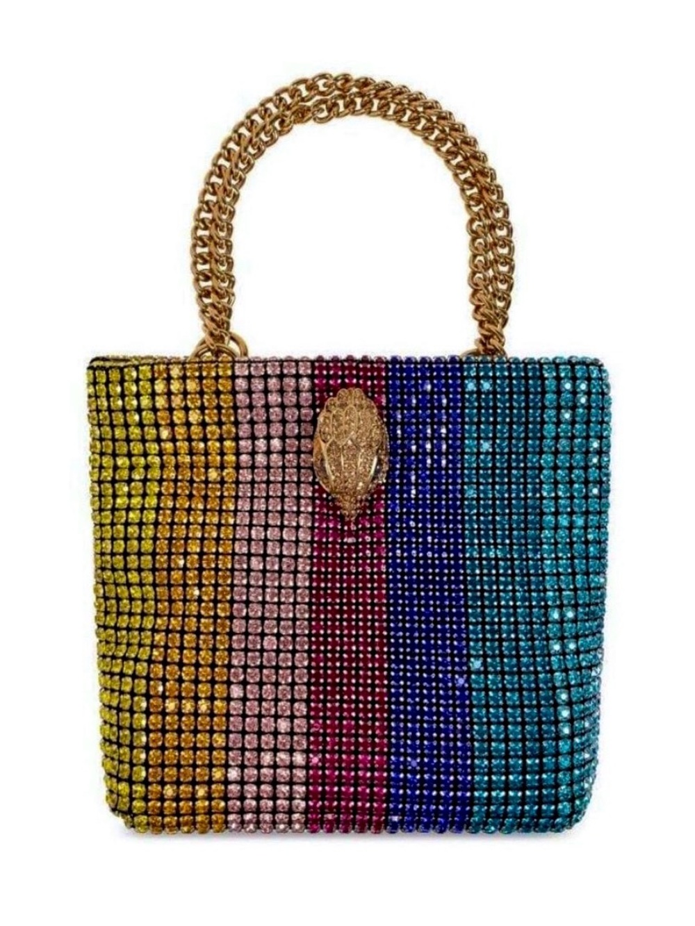 NWT🌈 Kurt Geiger London ✨ Mini Party Rainbow Stripe Crystal Embellished Tote Bag